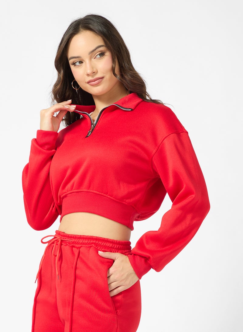 جينجر طقم سويت شيرت وبنطلون رياضي بسحاب نصي كبير - Image 3