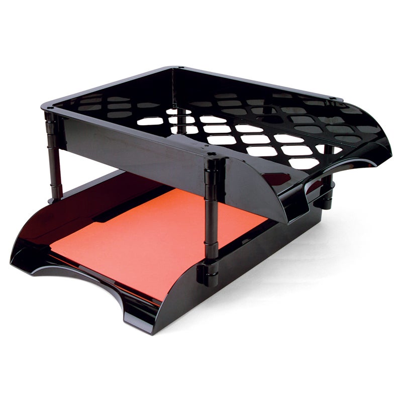 Officemate Unbreakable High Capacity Trays, Set of 2, Black (21072) - Image 1