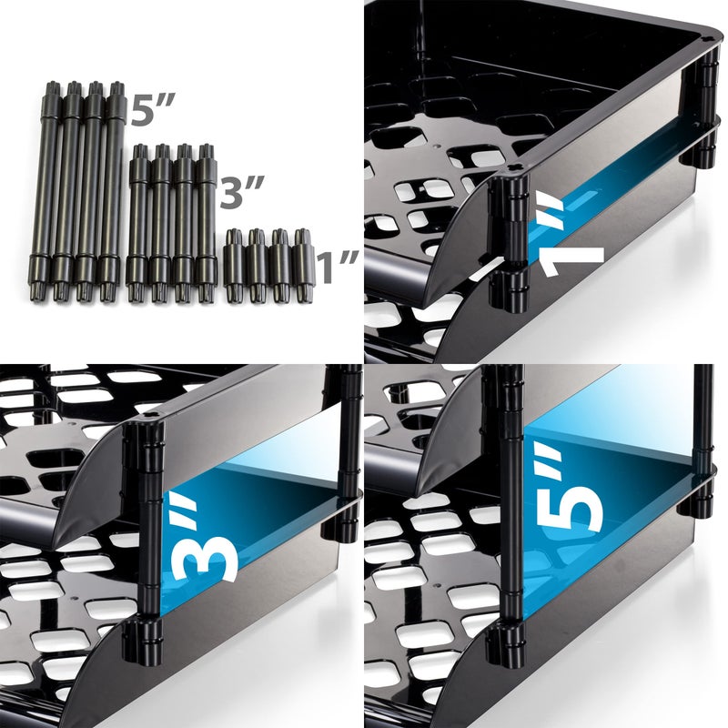 Officemate Unbreakable High Capacity Trays, Set of 2, Black (21072) - Image 3