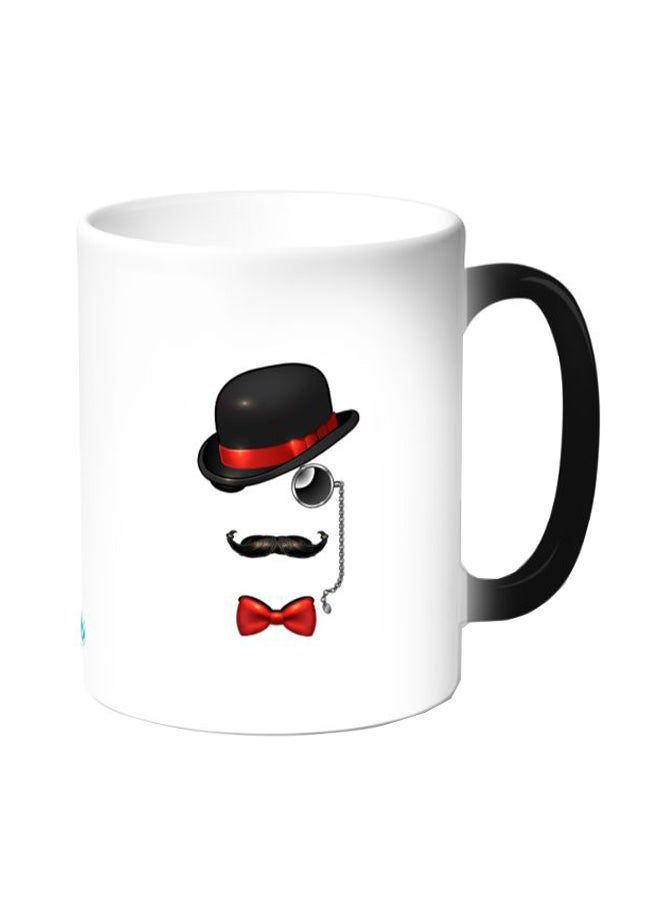 RKN Hat And Mustache Printed Coffee Mug White/Black 11ounce - Image 2