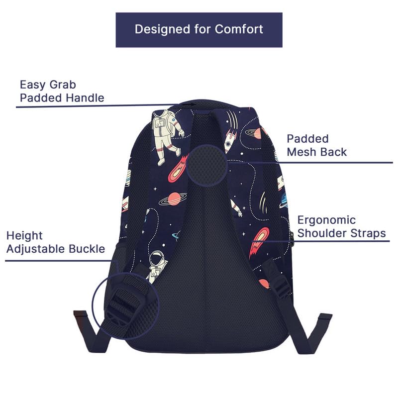 Frantic Polyester Waterproof 26 L School Backpack Daypack Picnic Bag For Boys & Girls(Blue_Astronaut_Boy) - Image 3