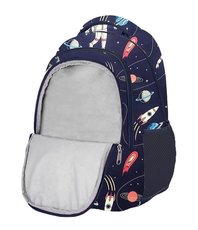 Frantic Polyester Waterproof 26 L School Backpack Daypack Picnic Bag For Boys & Girls(Blue_Astronaut_Boy) - Image 2