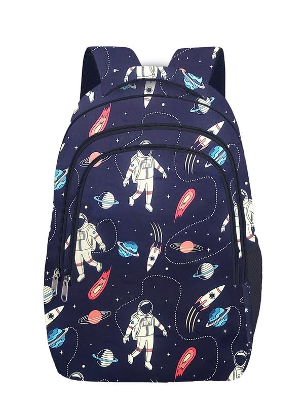 Frantic Polyester Waterproof 26 L School Backpack Daypack Picnic Bag For Boys & Girls(Blue_Astronaut_Boy) - Image 4