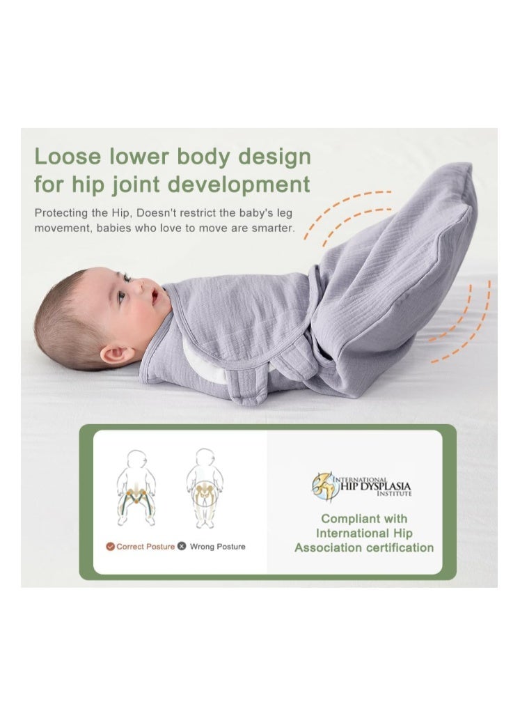 ZONEY Baby Swaddle Wrap, 4 Layer Newborn Swaddle Blanket Wrap with Breathable Organic Cotton, Adjustable Wider Velcro Baby Swaddle Blanket, Baby Essentials for 0-6Months Baby - Image 5