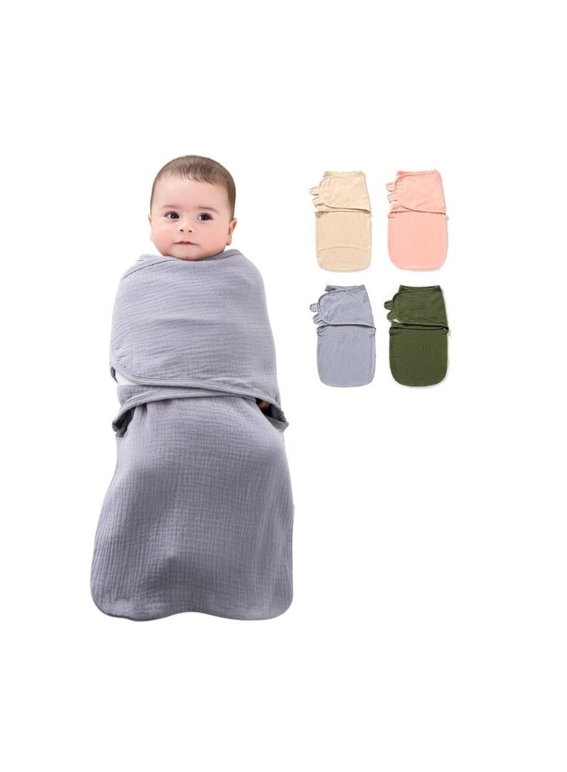 ZONEY Baby Swaddle Wrap, 4 Layer Newborn Swaddle Blanket Wrap with Breathable Organic Cotton, Adjustable Wider Velcro Baby Swaddle Blanket, Baby Essentials for 0-6Months Baby - Image 1