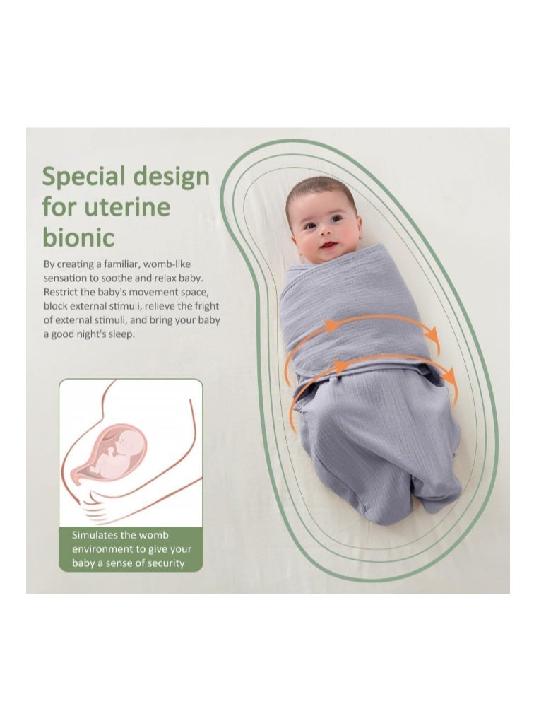 ZONEY Baby Swaddle Wrap, 4 Layer Newborn Swaddle Blanket Wrap with Breathable Organic Cotton, Adjustable Wider Velcro Baby Swaddle Blanket, Baby Essentials for 0-6Months Baby - Image 3