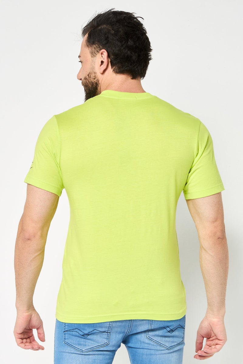Replay Men Crew Neck Short Sleeve Graphic Print T-Shirt, Lime Green - Image 4