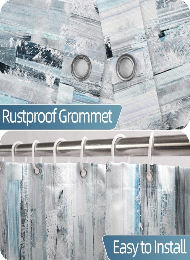 Uiiooazy Boho Shower Curtain for Bathroom Abstract Grey Blue Watercolor Shower Curtain Set with Hooks Brushstrokes Fabric Waterproof Shower Curtains 72x72inches - Image 4