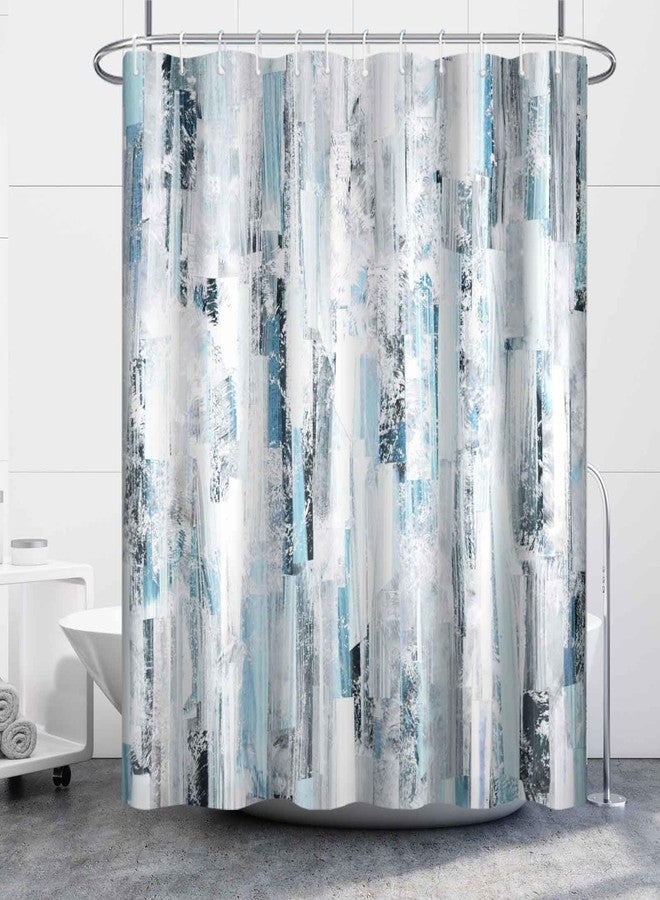Uiiooazy Boho Shower Curtain for Bathroom Abstract Grey Blue Watercolor Shower Curtain Set with Hooks Brushstrokes Fabric Waterproof Shower Curtains 72x72inches - Image 1