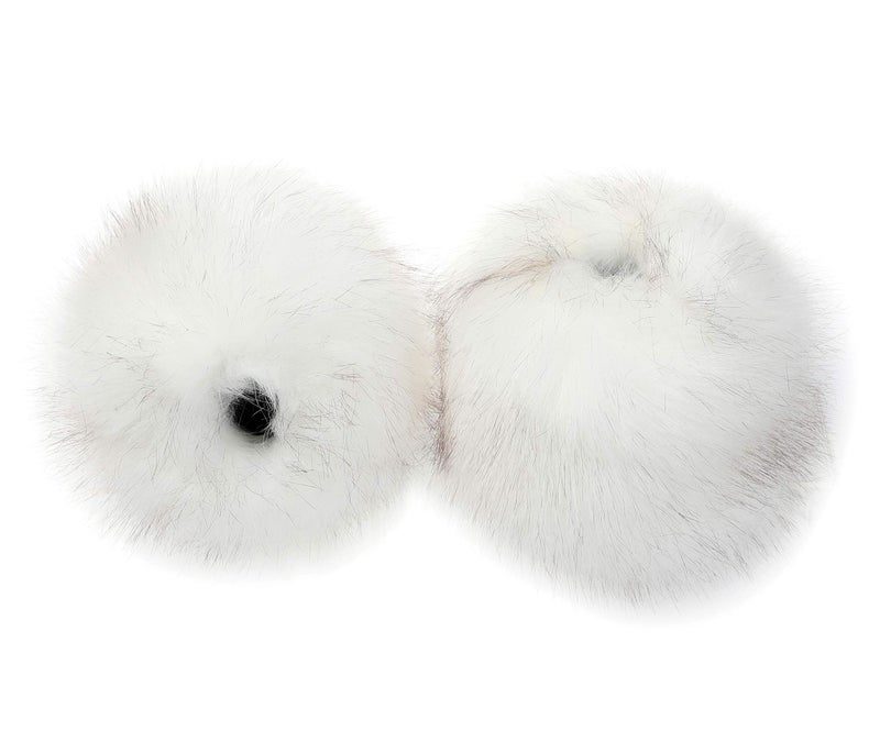 LA CARRIE Women's Leopard Print Faux Fur Wrist Cuffs,Winter Fox Furry Bands Arm Warmer (White) - Image 4