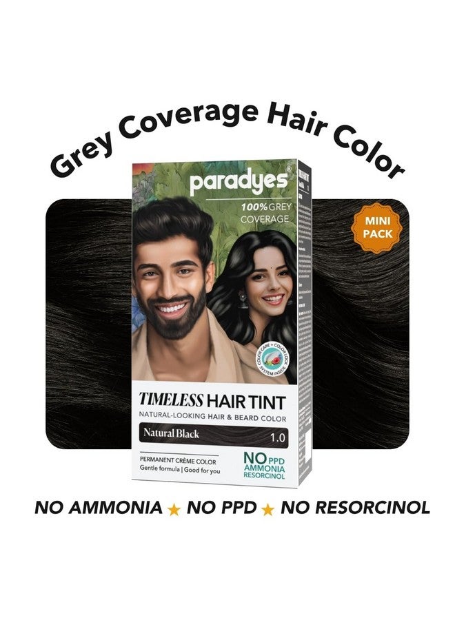 Paradyes Mini Natural Black Timeless Hair Tint, Permanent Crème Hair Color For Hair & Beard, Complete Grey Coverage, Formula Free From Ppd, Ammonia, & Resorcinol, 1.0 Natural Black, 60 Gram - Image 2