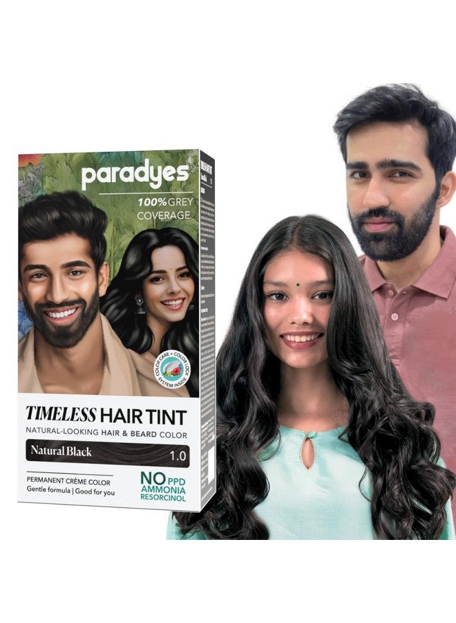 Paradyes Mini Natural Black Timeless Hair Tint, Permanent Crème Hair Color For Hair & Beard, Complete Grey Coverage, Formula Free From Ppd, Ammonia, & Resorcinol, 1.0 Natural Black, 60 Gram - Image 1