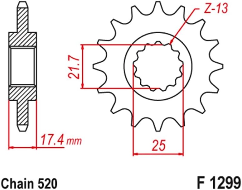QASULER 520 14T Motorcycle Front Sprocket - Image 2