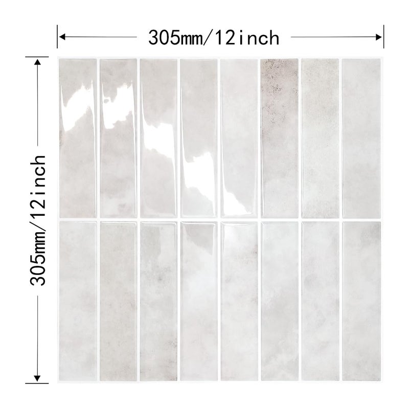 Alwayspon 10 Sheets 12" x12inch Beige 3D Vinyl Backsplash Tiles, Self-Adhesive Peel and Stick Wall Tile Stickers Stick on Subway Tiles for Kitchen Bathroom Wall - Image 5