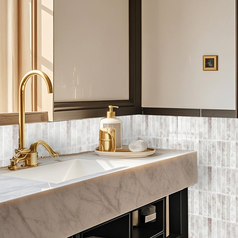Alwayspon 10 Sheets 12" x12inch Beige 3D Vinyl Backsplash Tiles, Self-Adhesive Peel and Stick Wall Tile Stickers Stick on Subway Tiles for Kitchen Bathroom Wall - Image 3