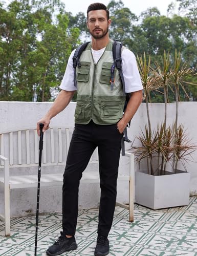 Gihuo Men's Mesh Multi Pockets Outdoor Fishing Safari Travel Vest(Green-S) - Image 5
