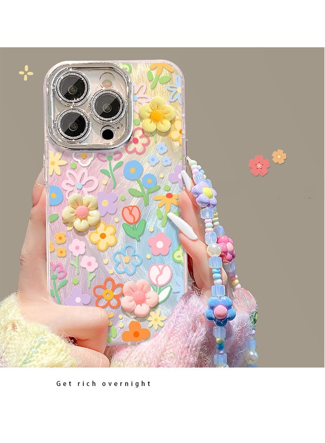 X-level iPhone 16 Pro Max Cover Case ,Cute 3D Resin Flower with Lanyard Wrist Strap Women Girl IPhone Case Anti-Yellow & Anti-Scratch, Ultra Slim,  for iPhone 16 Pro Max  ( colorful ) - Image 5