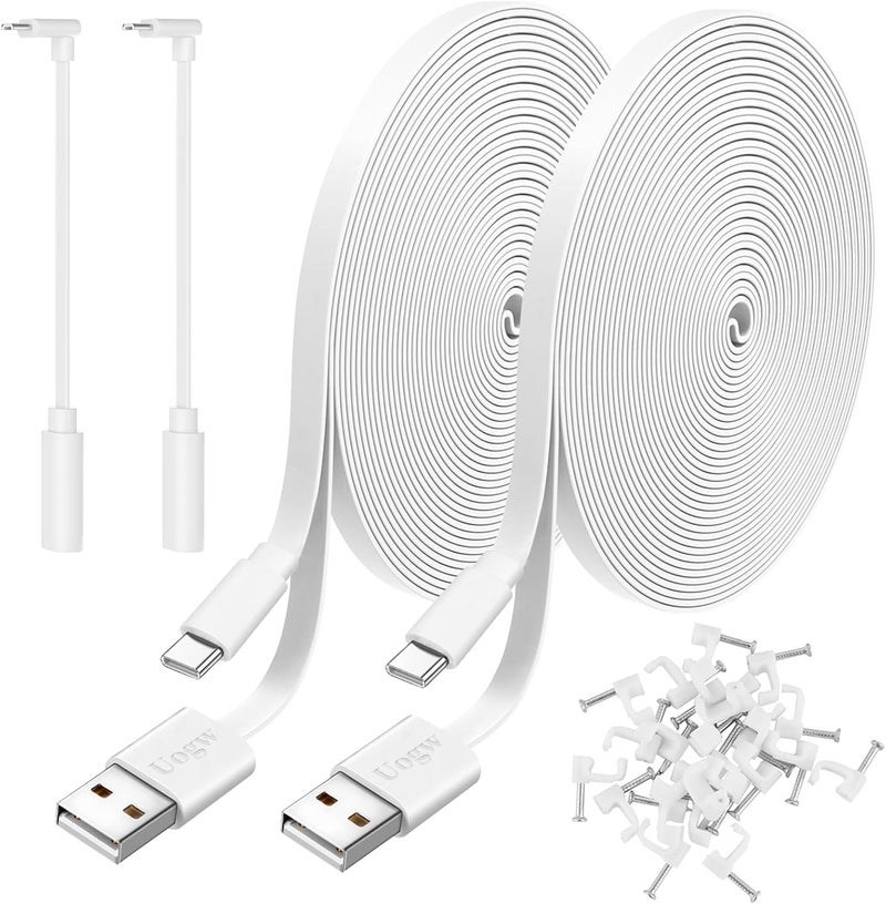 Uogw 2 Pack 20FT Power Extension Cable Compatible with WyzeCam, Wyze Cam Pan, NestCam Indoor,Blink,Amazon Cloud Camera,USB to Micro USB Durable Charging and Data Sync Cord(White) - Image 1