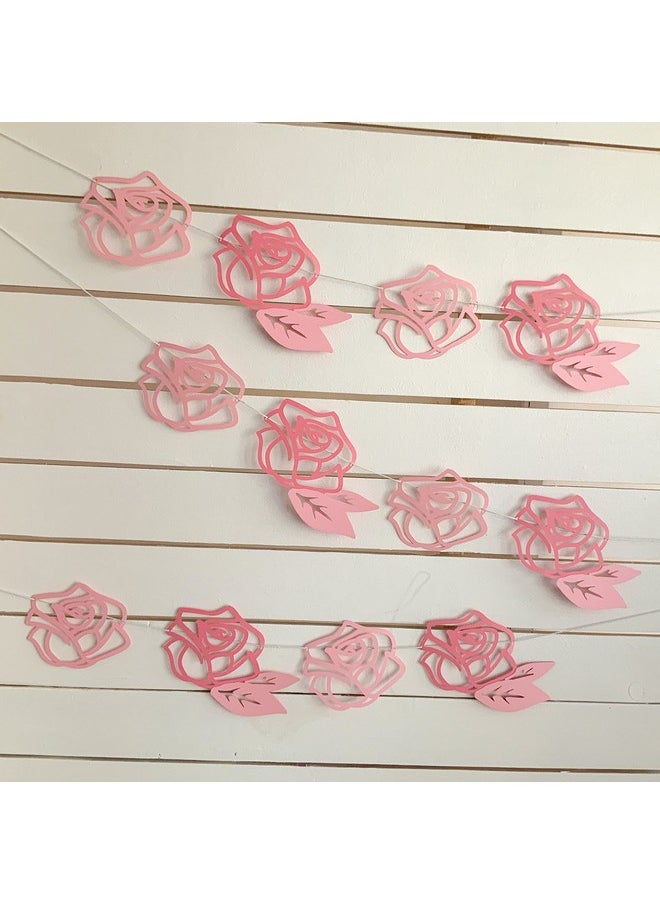 Pinfliers Pinfliers 25th Anniversary Decoration Items|50th Birthday Party Decorations|60th Birthday Decor|Anniversary, Birthday Backdrop|Rose Paper Flower Theme Birthday Banner,Bunting|10 pcs| 56 inches|Pink  - Image 4