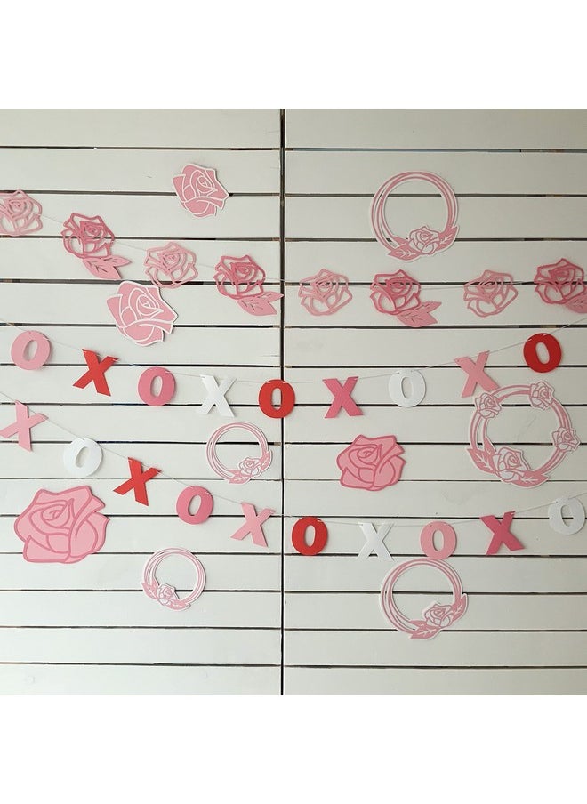 Pinfliers Pinfliers 25th Anniversary Decoration Items|50th Birthday Party Decorations|60th Birthday Decor|Anniversary, Birthday Backdrop|Rose Paper Flower Theme Birthday Banner,Bunting|10 pcs| 56 inches|Pink  - Image 5