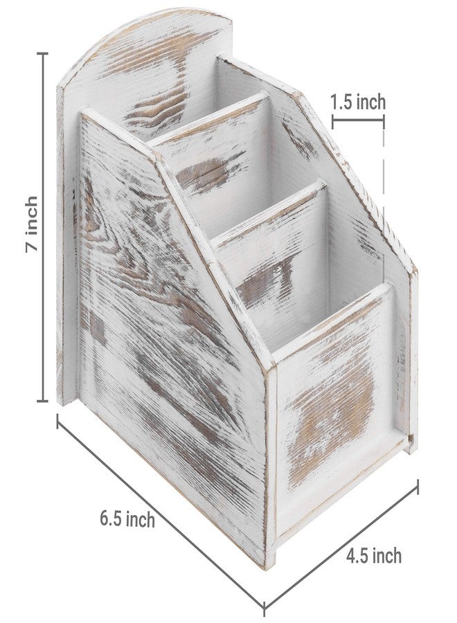 ماي جيفت حامل جهاز تحكم عن بعد للتلفزيون من ماي جيفت، ديكور ريفي عصري، صندوق تخزين/منظم/حامل أجهزة تحكم عن بعد للوسائط مصنوع من الخشب الأبيض بثلاثة أقسام، لغرفة المعيشة أو طاولة القهوة - Image 4