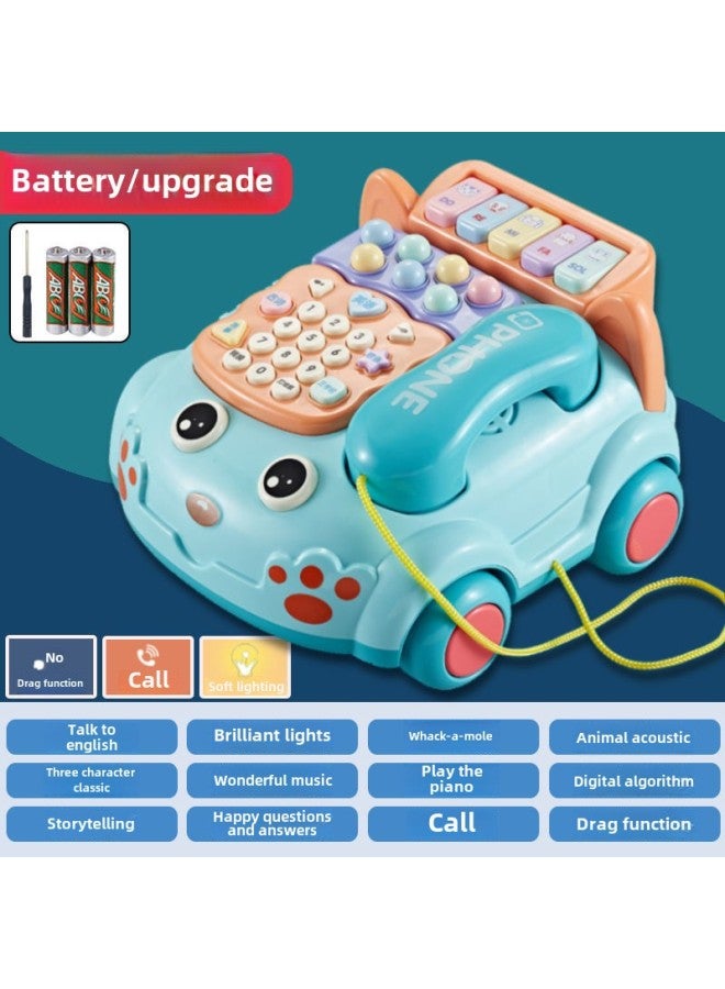Realistic Telephone Toy Seat Machine Early Education Intelligence Boosting Car Game For Baby Boys Toy-Color:【Battery Edition】 Blue-Large Phone - Image 1