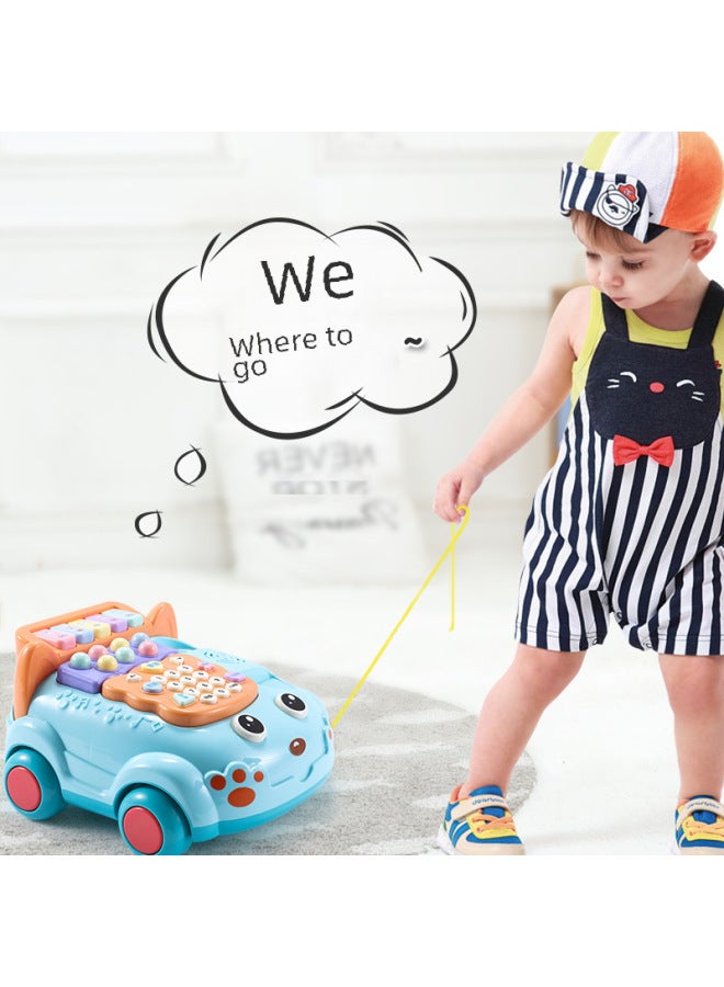 Realistic Telephone Toy Seat Machine Early Education Intelligence Boosting Car Game For Baby Boys Toy-Color:【Battery Edition】 Blue-Large Phone - Image 4