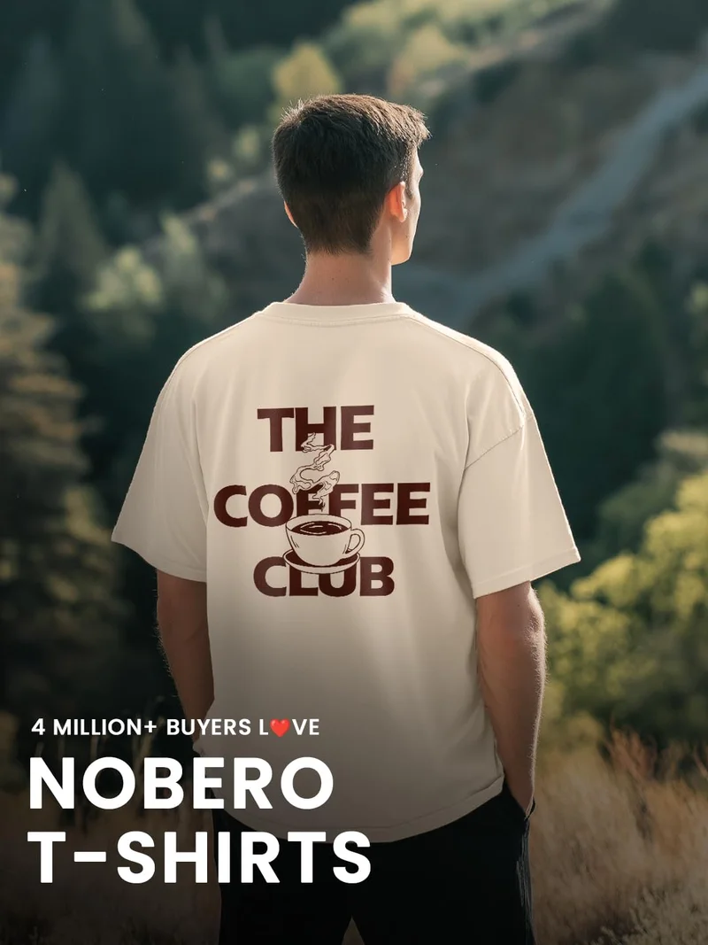 نوبيرو Coffee Club Graphic Print T-Shirt for Men