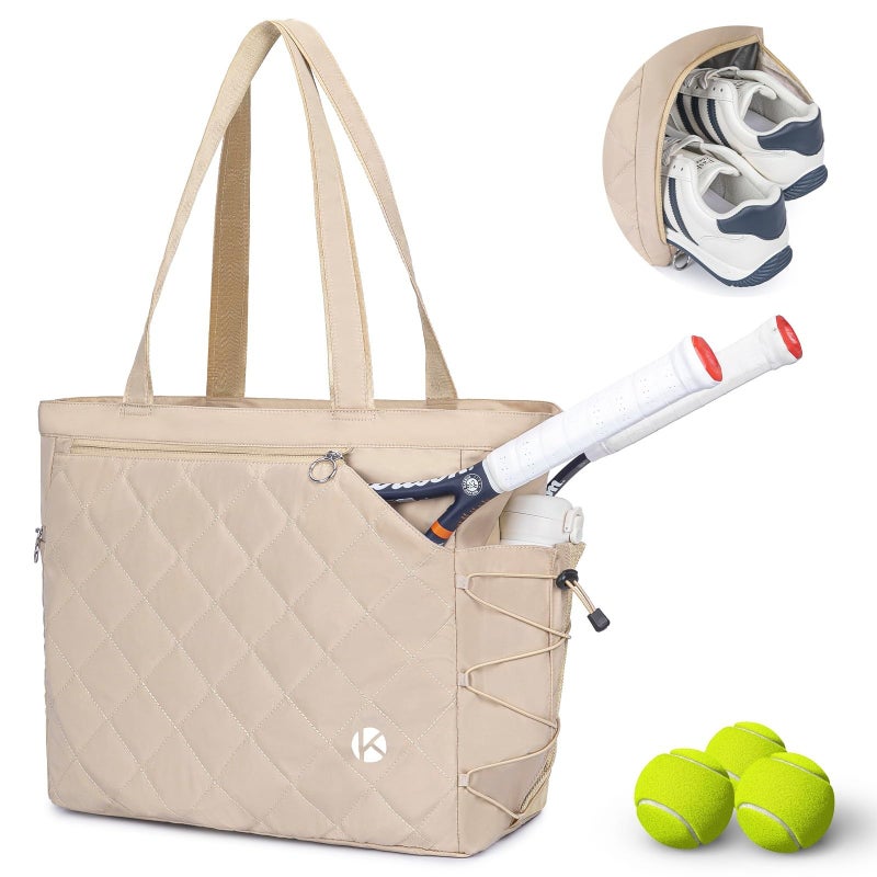 KAVIGOR Tennis Tote Bag with Shoe Compartment ExtraLarge Quilted Pickleball Bag Holds 24 Rackets WaterResistant Lightweight for Men Women - Image 2