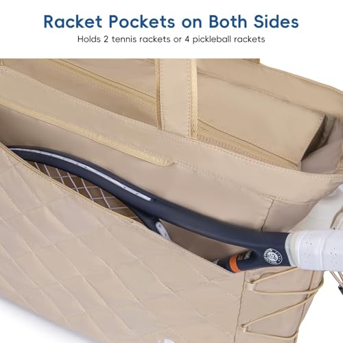 KAVIGOR Tennis Tote Bag with Shoe Compartment ExtraLarge Quilted Pickleball Bag Holds 24 Rackets WaterResistant Lightweight for Men Women - Image 3