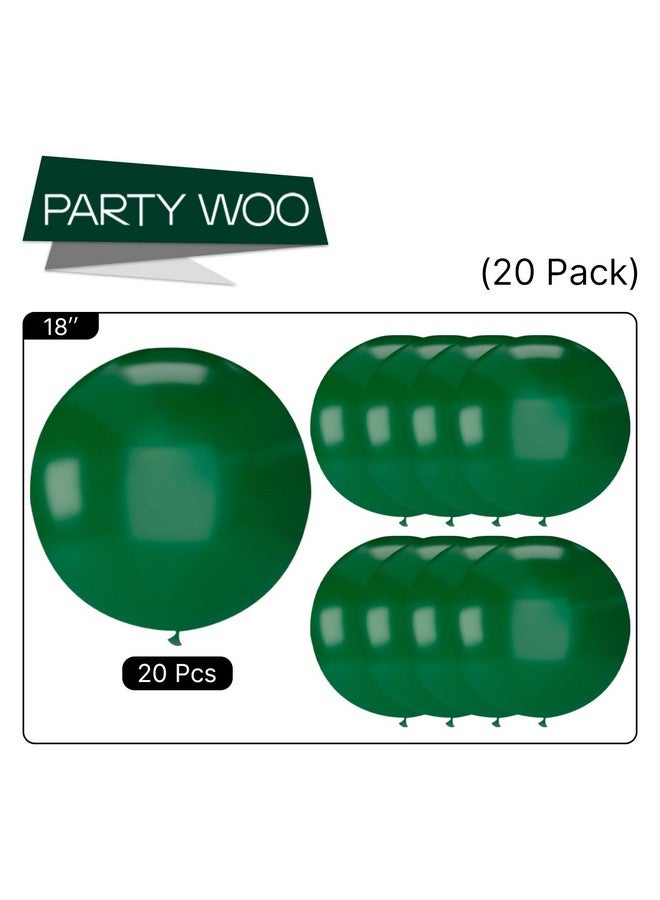 PartyWoo Dark Green Balloons 20 pcs 18 Inch Large Big Jumbo Giant Hunter Emerald Forest Green Latex Helium Balloons for Graduation Christmas Mardi Gras Birthday Party Decorations Green-Y56 - Image 5