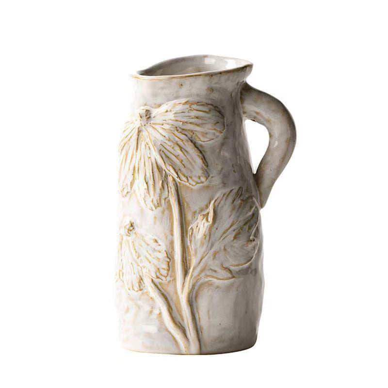 Fuukou Small Ceramic Vase for Flowers - Handmade Decorative Pitchers Vase,Modern Boho Ins Style Decorative Vase for Fresh or Dried Flowers,Unique Cute Decor Small Vase for Home Decor - Image 1