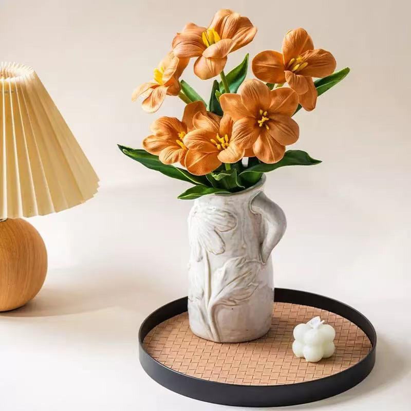Fuukou Small Ceramic Vase for Flowers - Handmade Decorative Pitchers Vase,Modern Boho Ins Style Decorative Vase for Fresh or Dried Flowers,Unique Cute Decor Small Vase for Home Decor - Image 3
