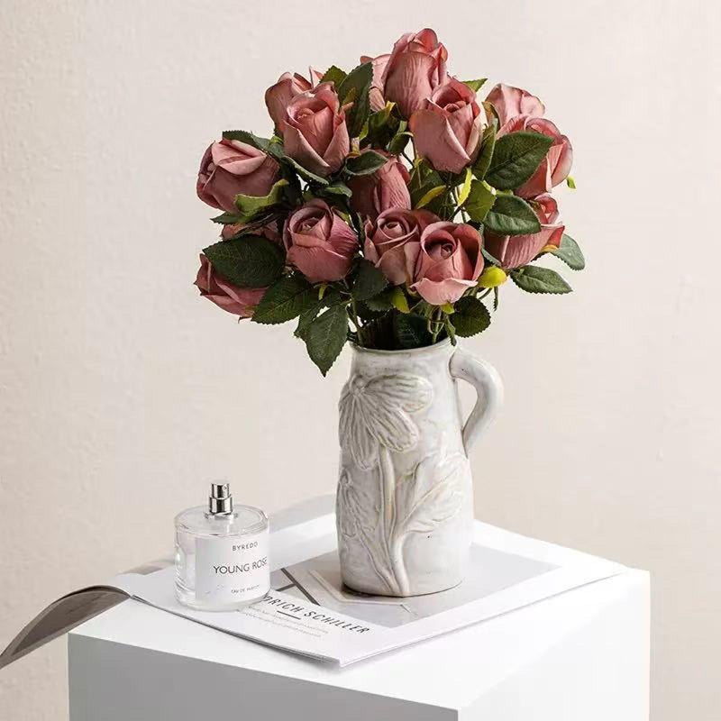 Fuukou Small Ceramic Vase for Flowers - Handmade Decorative Pitchers Vase,Modern Boho Ins Style Decorative Vase for Fresh or Dried Flowers,Unique Cute Decor Small Vase for Home Decor - Image 4