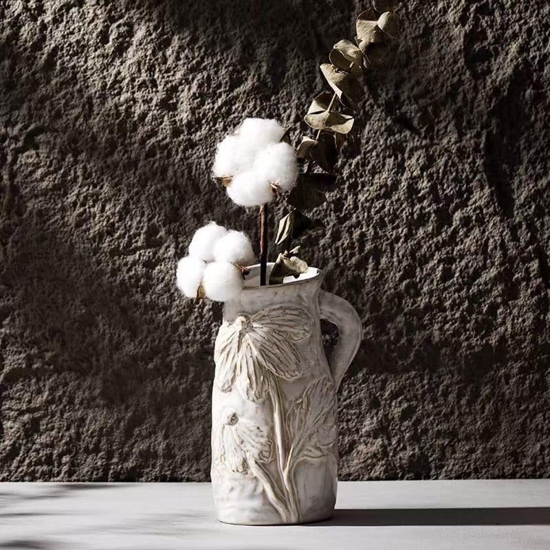 Fuukou Small Ceramic Vase for Flowers - Handmade Decorative Pitchers Vase,Modern Boho Ins Style Decorative Vase for Fresh or Dried Flowers,Unique Cute Decor Small Vase for Home Decor - Image 5