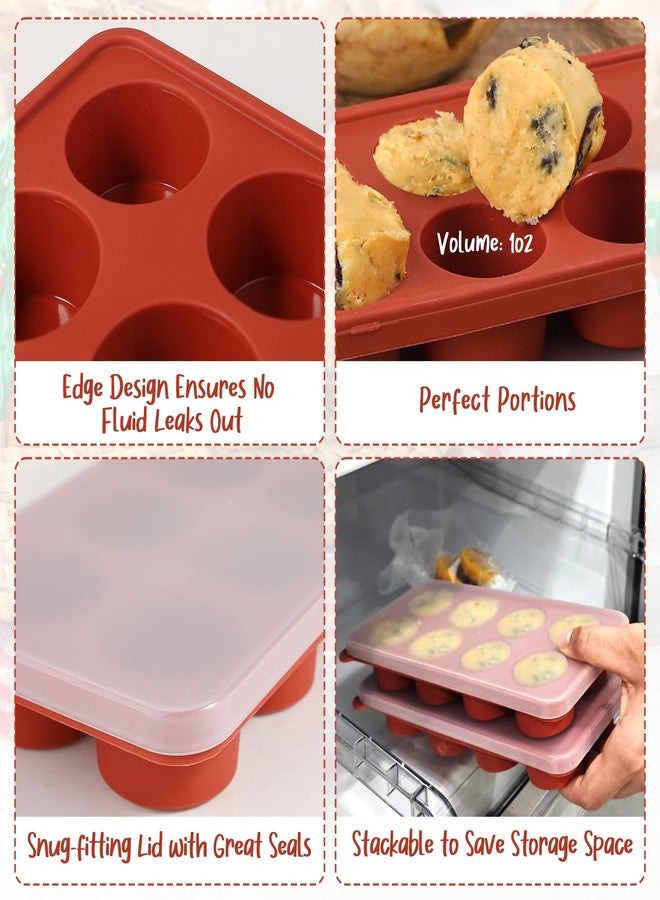 Webake Silicone Cookie Dough Freezer Tray with Lids, 2 Pack Cookie Dough Mold for Freezing and Storing Consistently Sized Cookies, Butter, Garlic, Sauce, Great for Portioned Baking Egg Bite, Peanut - Image 4