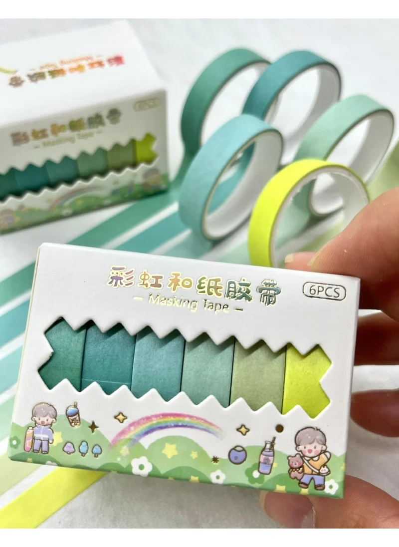 Kağıt Gemi Dükkan Paper Ship Shop Soft Green Shades 6-Piece Washi Tape Set / Washi Tape / Bullet Journal / Scrapbook