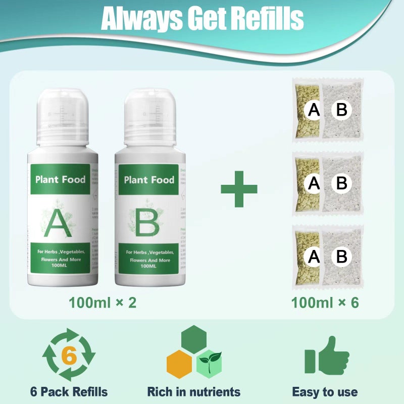 Haligo مغذيات الزراعة المائية لأيروجاردن (800 مل إجمالاً)، غذاء نباتي A و B لوازم الزراعة المائية، سماد نباتات داخلية لنظام الزراعة المائية، محلول زراعة مائية لنمو الخضروات - Image 3