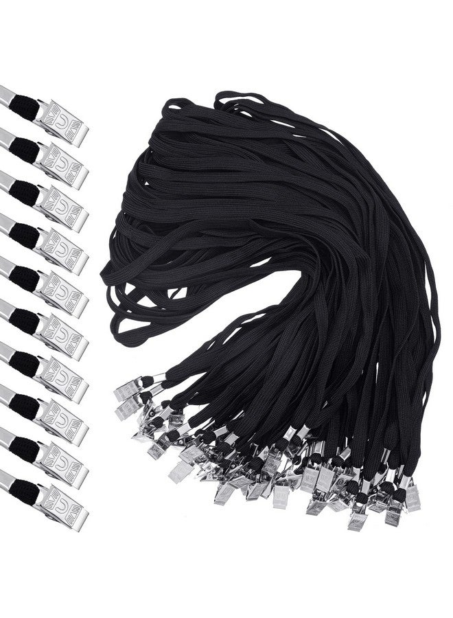 Hoolerry 300 Pcs Lanyards Clips Bulk Lanyards for ID Name Badge Holder Lanyards Flat with Swivel Hook for Office School(Black) - Image 1