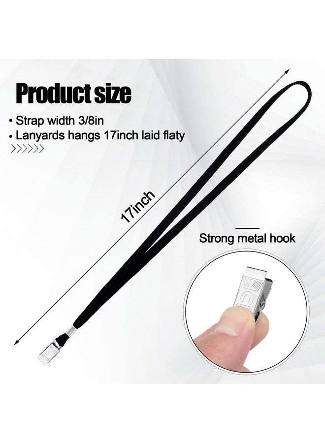 Hoolerry 300 Pcs Lanyards Clips Bulk Lanyards for ID Name Badge Holder Lanyards Flat with Swivel Hook for Office School(Black) - Image 2