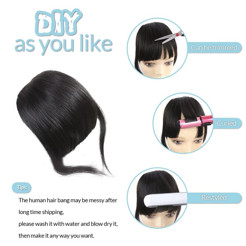 Shinon Hair Extension Bangs Thick Bangs Hair Clip in Human Hair Bang with Fringe Dark Brown Color - Image 5