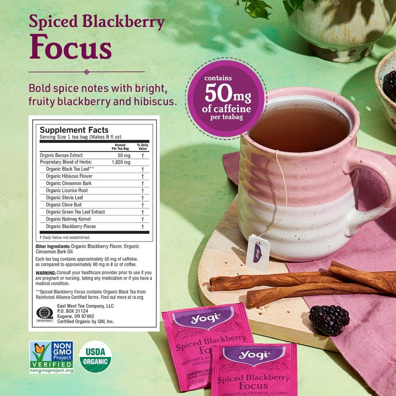 Yogi Tea - Morning Energy Variety Pack (3 Pack) Includes Peach Bergamot Bright Day, Sweet Tangerine Positive Energy, Spiced Blackberry Focus - 48 Organic Tea Bags - Image 4