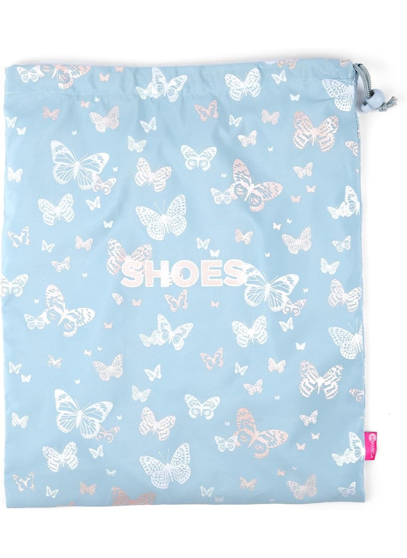 Miamica Miamica Shoe Bag Blue Butterfly  11 x 9 x 025  Cute Shoe Bag for Women Protects Footwear and Luggage  Shoe Bag with Interior Divider  Fits 12 Pairs of Shoes m32156  - Image 1