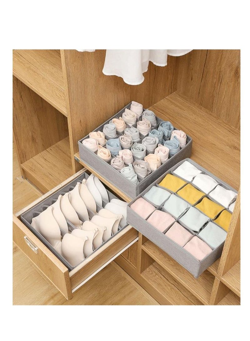Y&D 2 Pack Sock Drawer Organizer Divider Underwear Organizer, 16 Cells or 24 Cells Random Collapsible Closet Cabinet Organizer Underwear Storage Boxes for Storing Socks, Handkerchiefs, Ties, Belts, Gray - Image 2