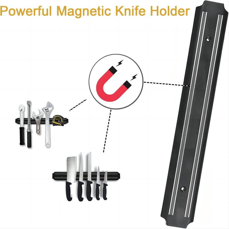 AMUFER Magnetic Knife Holder, 15 Inch Magnetic Knife Strips, Magnetic Knife Storage Strip, Knife Holder, Knife Rack, Kitchen Utensil Holder, Tool Holder, Multipurpose Magnetic Knife Rack - Image 2
