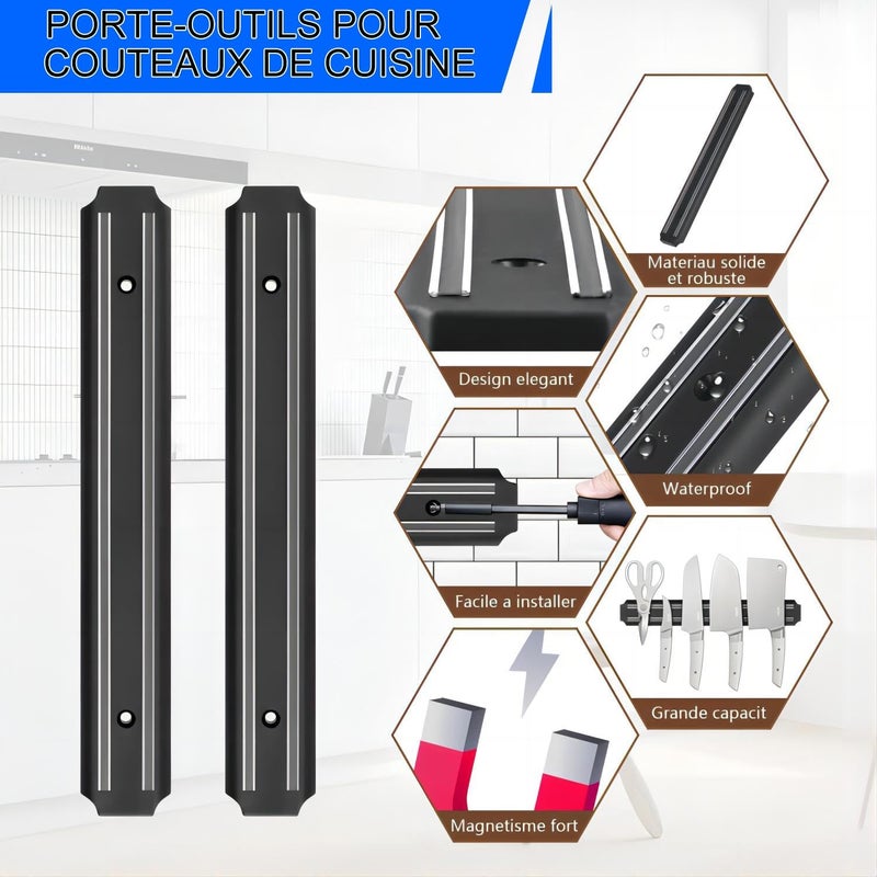 AMUFER Magnetic Knife Holder, 15 Inch Magnetic Knife Strips, Magnetic Knife Storage Strip, Knife Holder, Knife Rack, Kitchen Utensil Holder, Tool Holder, Multipurpose Magnetic Knife Rack - Image 3
