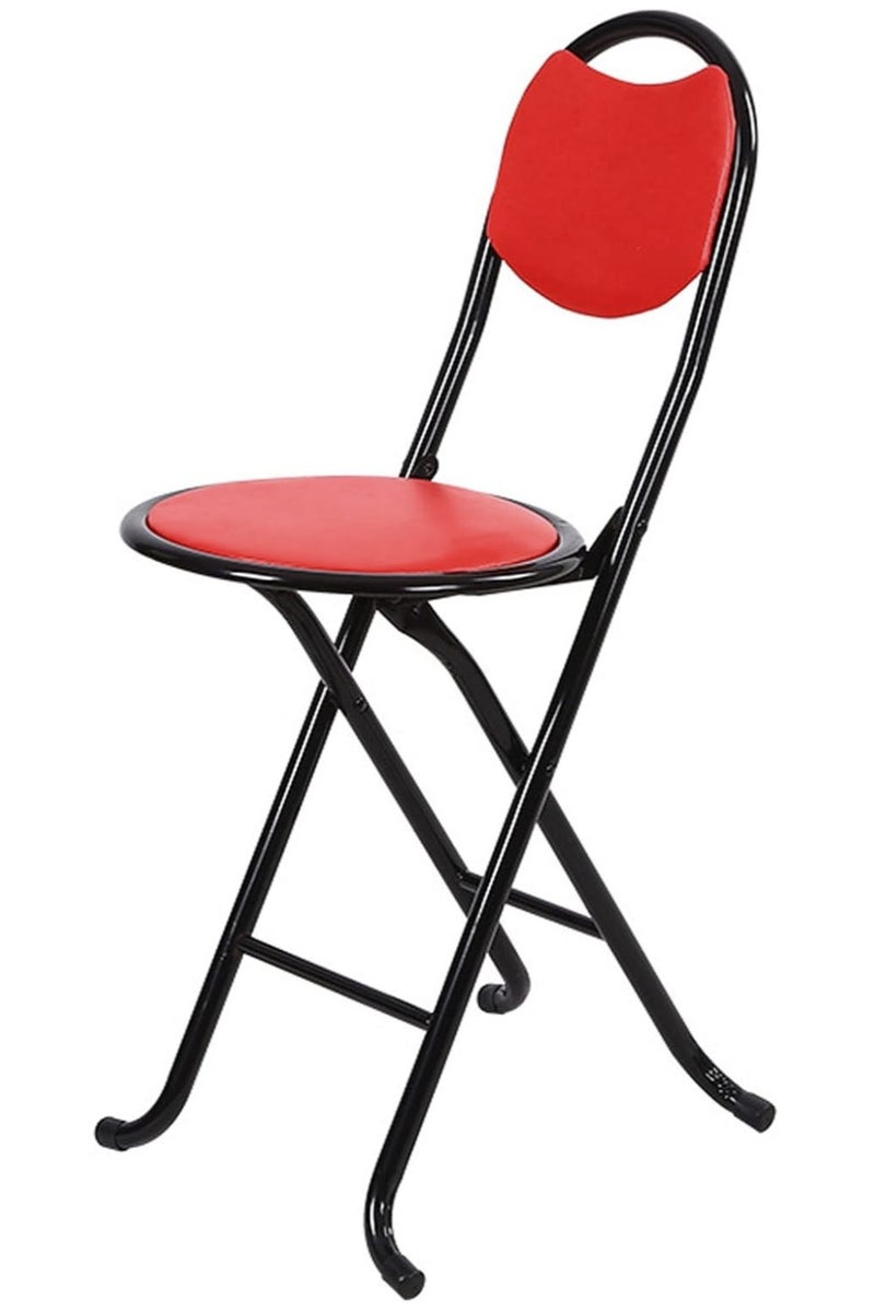 Pro Hanson Portable Metal Folding Chair for Prayers and Trips with PU Soft Back Support, Red - Image 1