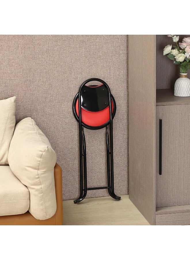 Pro Hanson Portable Metal Folding Chair for Prayers and Trips with PU Soft Back Support, Red - Image 2