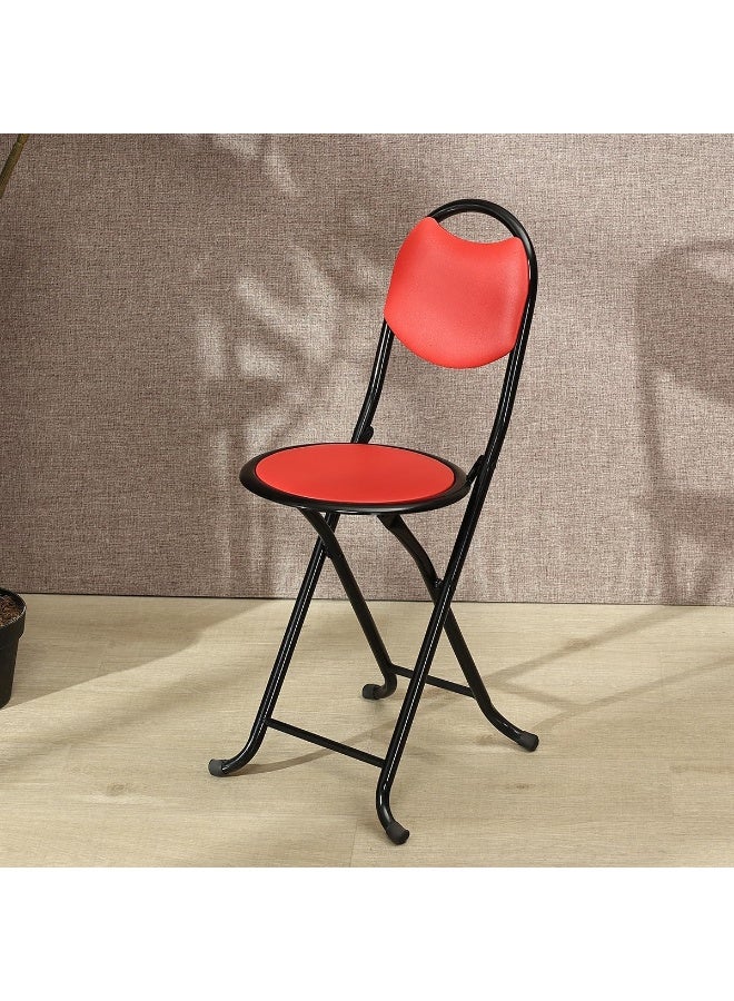 Pro Hanson Portable Metal Folding Chair for Prayers and Trips with PU Soft Back Support, Red - Image 3