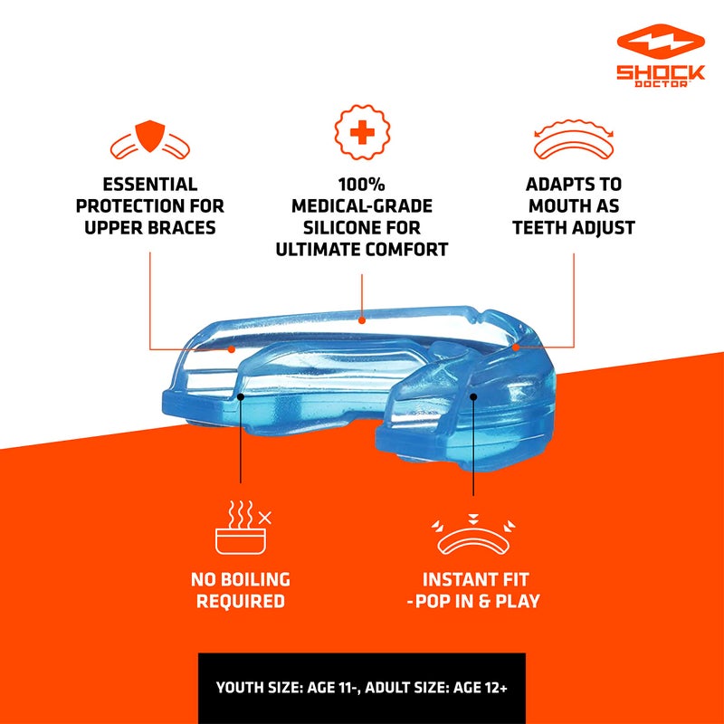 Shock Doctor Mouth Guard for Braces for Sports, Orthodontic Mouth Guard for Braces, Upper & Lower Mouthguard, Mouth Guard for Lacrosse, Hockey, Baseball, Football, Braces Mouth Guard - Image 3